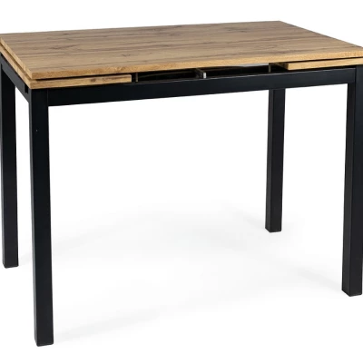 Rozkladací jedálenský stôl IZYDOR - 110x74, dub artisan / matný čierny