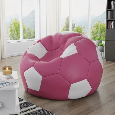 Sedací vak v tvare lopty AMADEO - biely / ružový