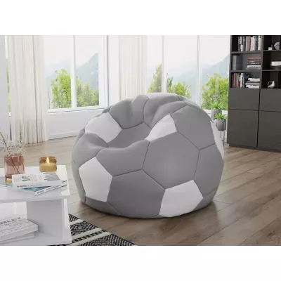 Sedací vak v tvare lopty AMADEO - biely / šedý