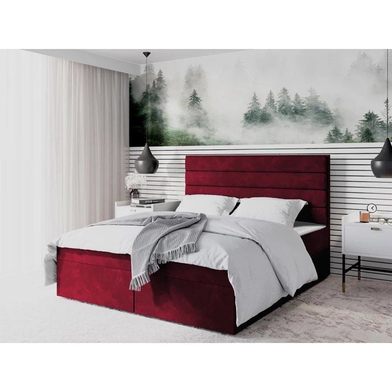 Boxspringová manželská posteľ 180x200 MANNIE 3 - červená + topper ZDARMA