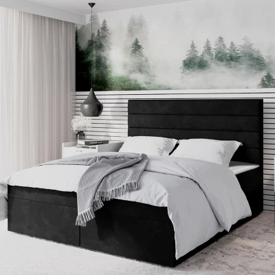 Boxspringová manželská posteľ 180x200 MANNIE 3 - čierna + topper ZDARMA