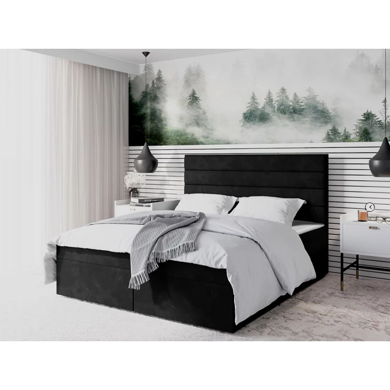 Boxspringová manželská posteľ 180x200 MANNIE 3 - čierna + topper ZDARMA