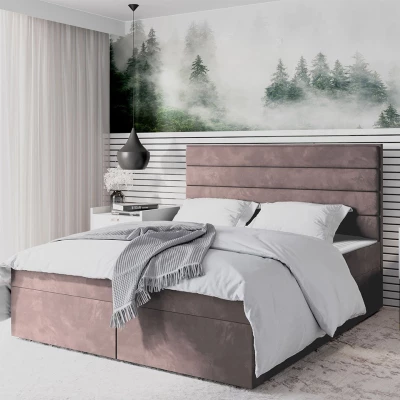 Boxspringová manželská posteľ 160x200 MANNIE 3 - ružová + topper ZDARMA