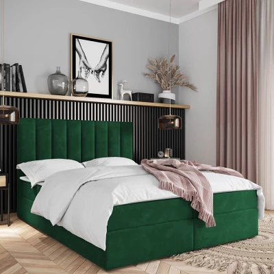 Hotelová manželská posteľ 180x200 MANNIE 2 - zelená + topper ZDARMA