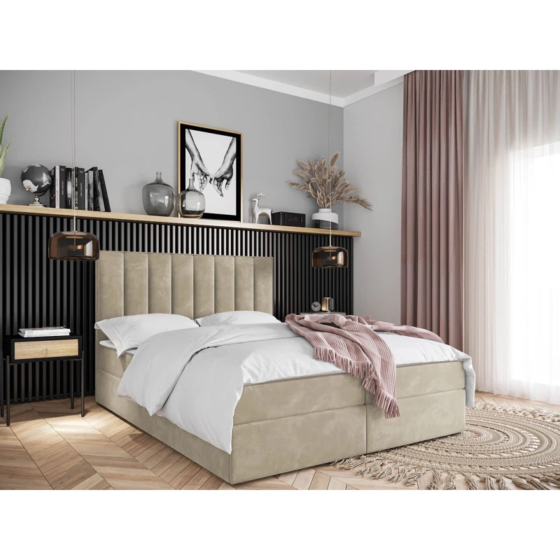 Hotelová manželská posteľ 180x200 MANNIE 2 - béžová + topper ZDARMA