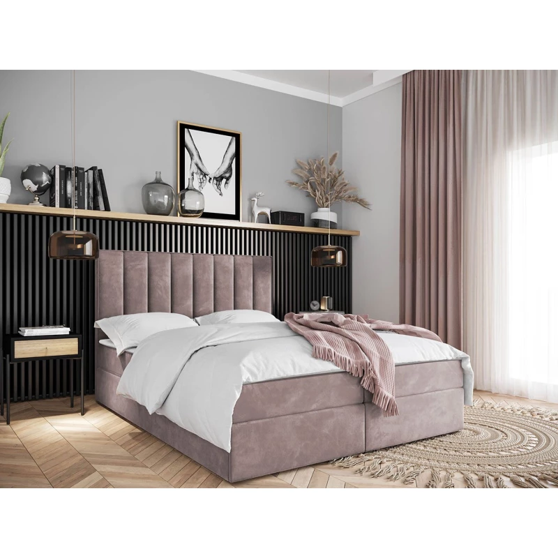 Hotelová manželská posteľ 180x200 MANNIE 2 - ružová + topper ZDARMA