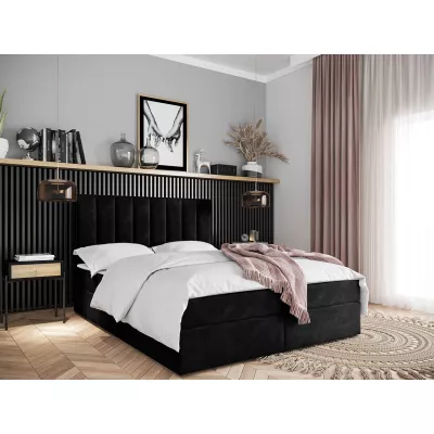 Hotelová manželská posteľ 180x200 MANNIE 2 - čierna + topper ZDARMA