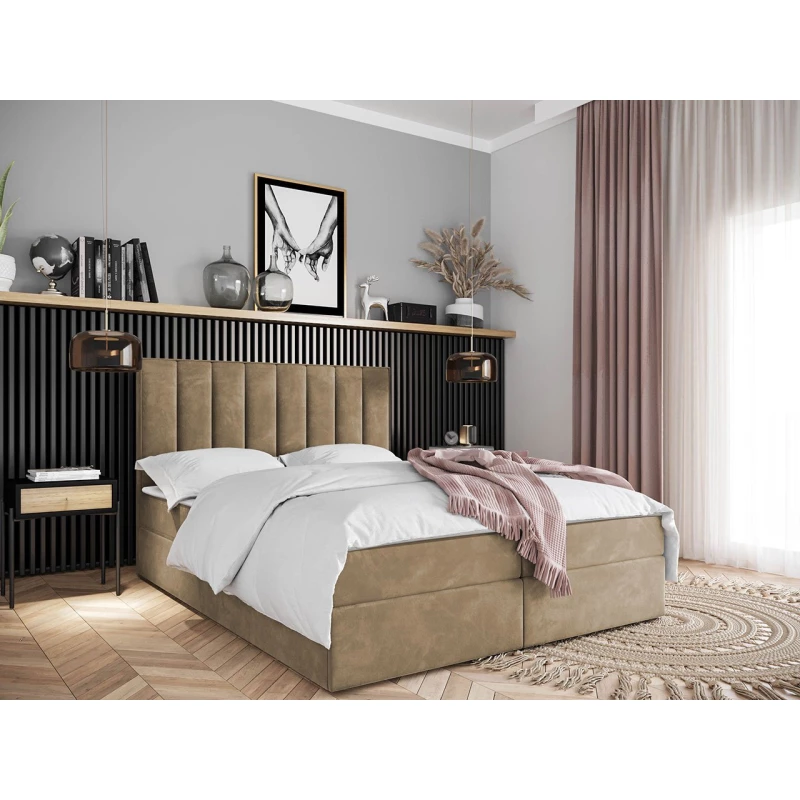 Hotelová manželská posteľ 160x200 MANNIE 2 - hnedá + topper ZDARMA