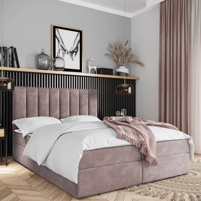 Hotelová manželská posteľ 160x200 MANNIE 2 - ružová + topper ZDARMA