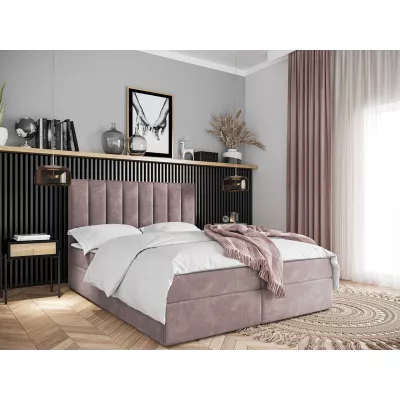 Hotelová manželská posteľ 140x200 MANNIE 2 - ružová + topper ZDARMA