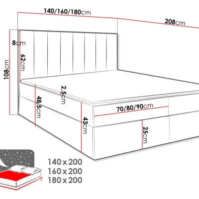 Hotelová manželská posteľ 180x200 MANNIE 2 - zelená + topper ZDARMA