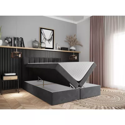 Hotelová manželská posteľ 160x200 MANNIE 2 - čierna + topper ZDARMA