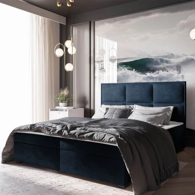 Americká manželská posteľ 180x200 MANNIE 1 - modrá + topper ZDARMA
