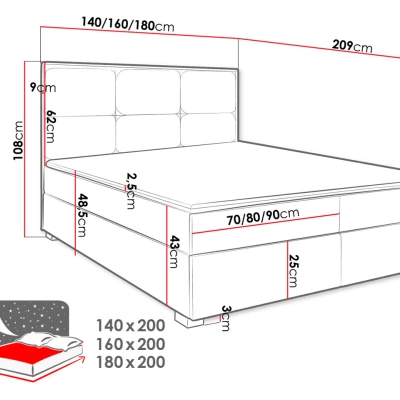 Americká manželská posteľ 180x200 MANNIE 1 - béžová + topper ZDARMA