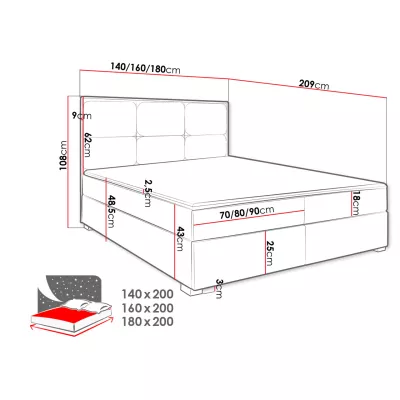 Americká manželská posteľ 180x200 MANNIE 1 - béžová + topper ZDARMA