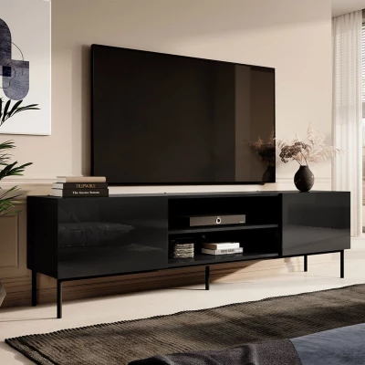 Televízny stolík TOKA - čierny / lesklý čierny
