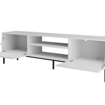 Televízny stolík TOKA - biely / lesklý biely / čierny