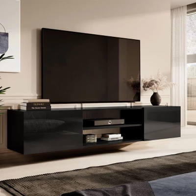 Závesný TV stolík TOKA - čierny / lesklý čierny