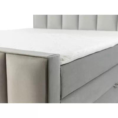 Boxspringová dvojlôžková posteľ 180x200 MARCELINO - šedá + topper ZDARMA