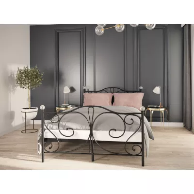 Kovová manželská posteľ 160x200 TRISTANA - čierna