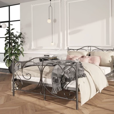 Kovová jednolôžková posteľ 90x200 TRISTANA - čierna