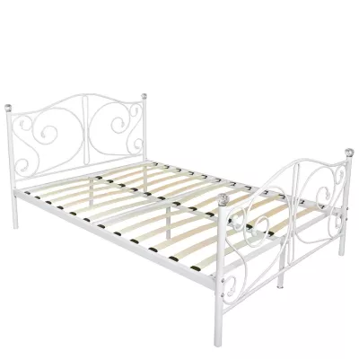 Kovová manželská posteľ 140x200 TRISTANA - biela