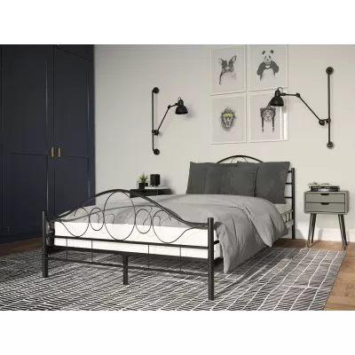 Kovová manželská posteľ 160x200 TEJANO - čierna