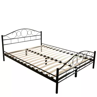 Kovová manželská posteľ 140x200 TEJANO - čierna