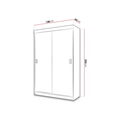 Zrkadlová šatníková skriňa 138 cm s RGB LED osvetlením ROMARI - antracitová / biela