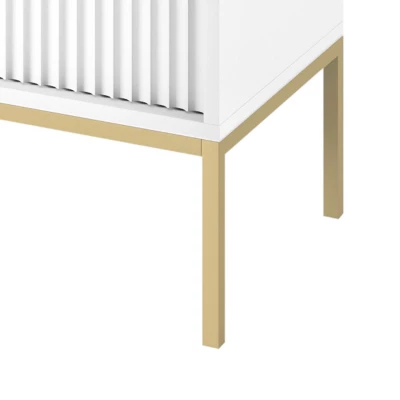 Vysoký nočný stolík UMAG - zlatý / biely