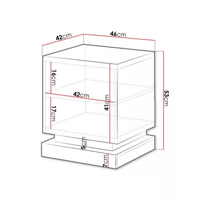 Set 2x nočný stolík s modrým LED osvetlením LIMA - čierny / lesklý čierny