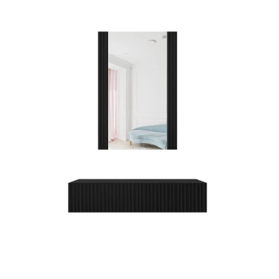 Závesný toaletný stolík so zrkadlom CRATO - čierny