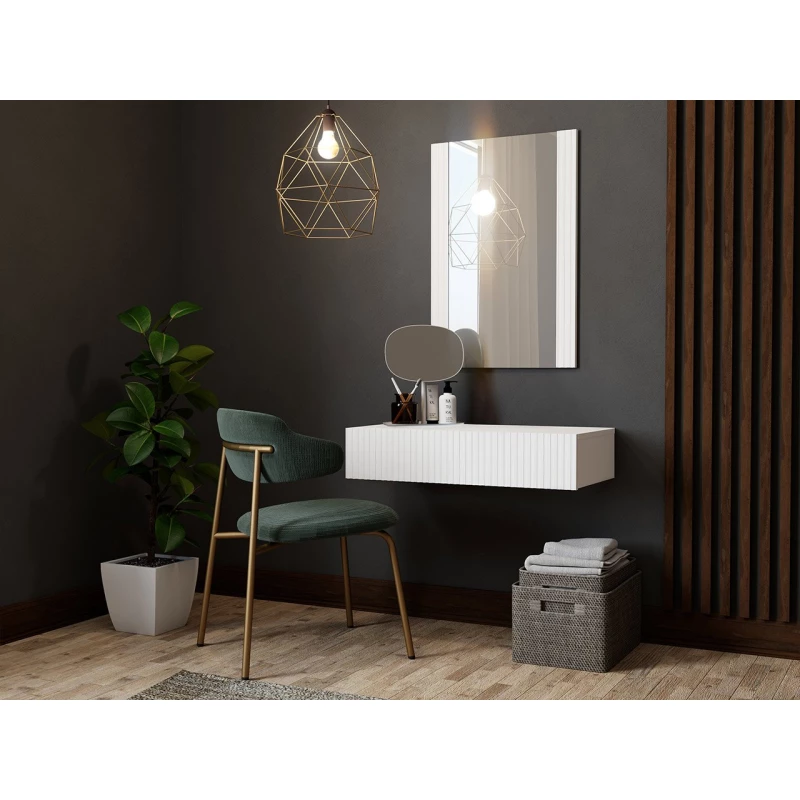 Závesný toaletný stolík so zrkadlom CRATO - biely