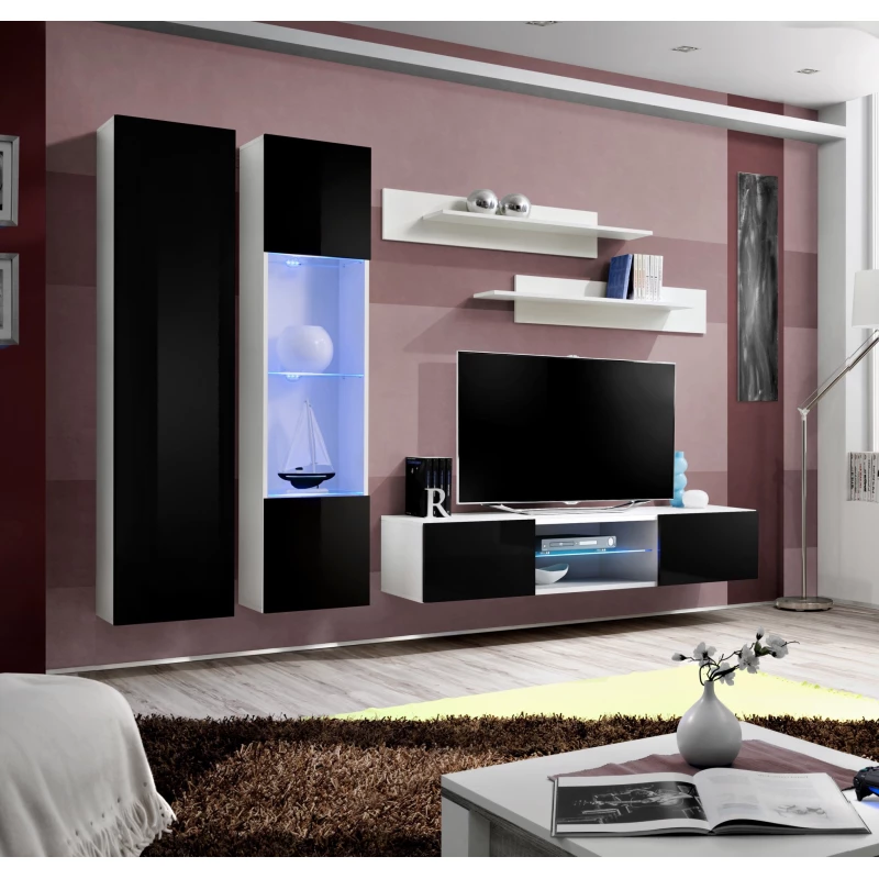 Nábytok do obývacej izby FREYA 5 - biela / čierna