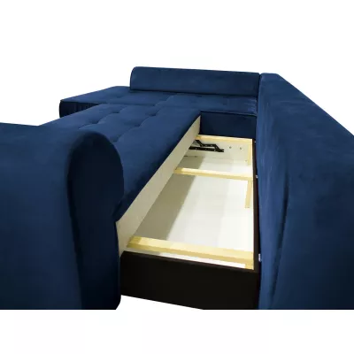 Rohová sedačka na každodenné spanie TELEMA - modrá, ľavý roh