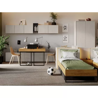 Študentská zostava s posteľou 90x200 SONRISA 7 - orech hickory / silk flow