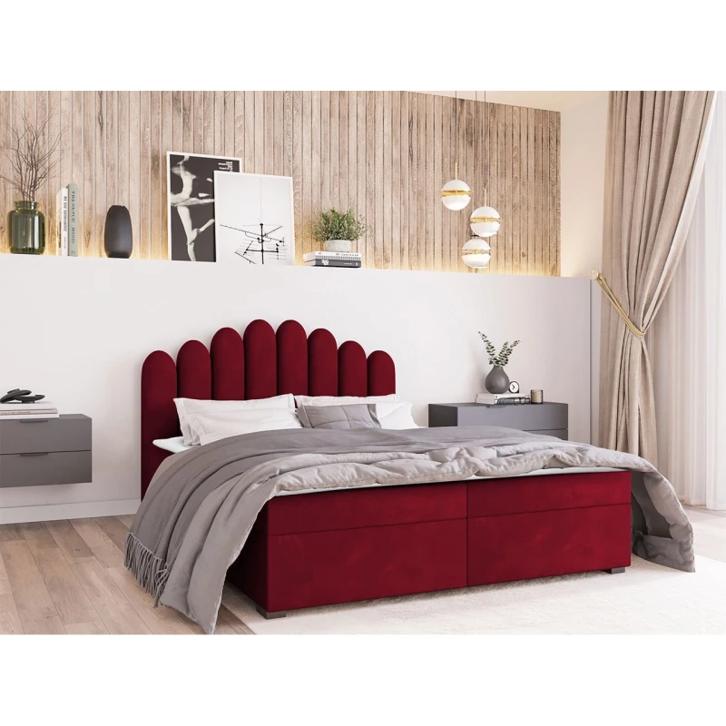 Hotelová manželská posteľ 180x200 LUCILA - červená + topper ZDARMA