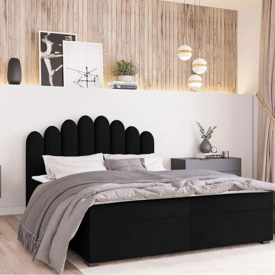 Hotelová manželská posteľ 180x200 LUCILA - čierna + topper ZDARMA