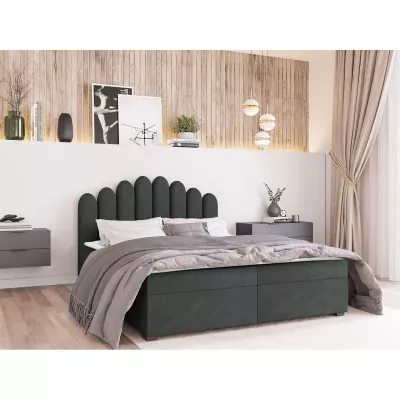 Hotelová manželská posteľ 160x200 LUCILA - šedá + topper ZDARMA