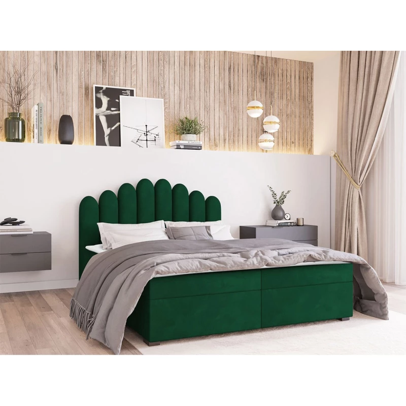 Hotelová manželská posteľ 140x200 LUCILA - zelená + topper ZDARMA