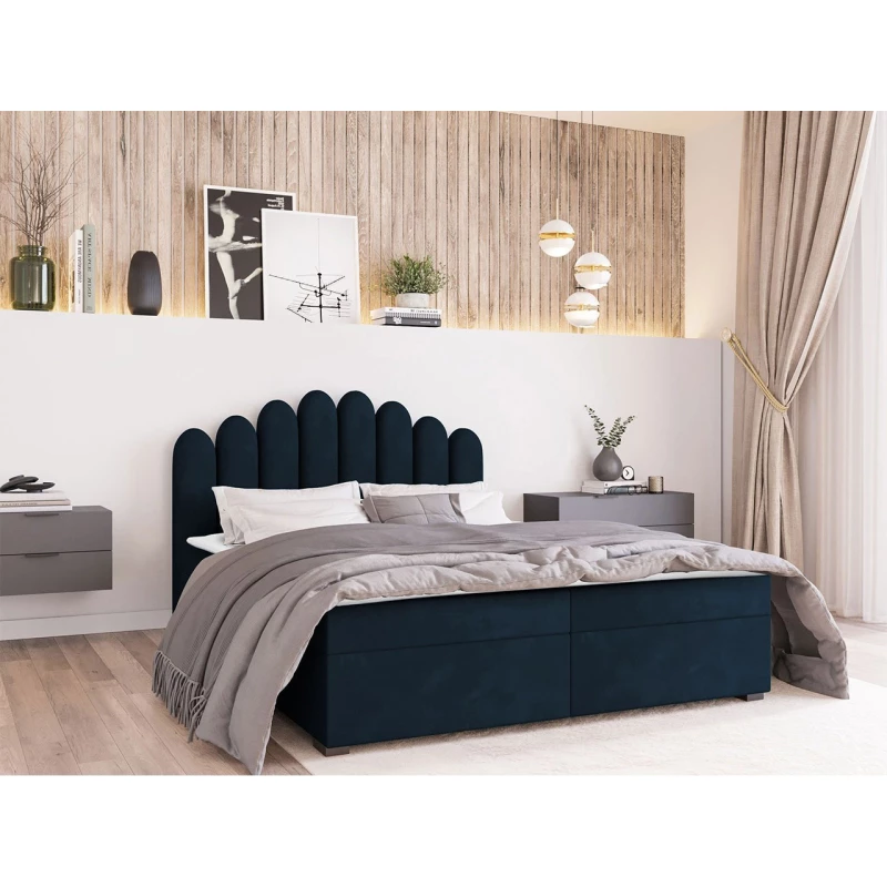 Hotelová manželská posteľ 140x200 LUCILA - modrá + topper ZDARMA