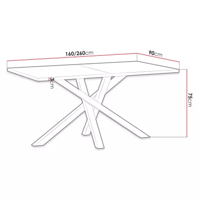Jedálenský rozkladací stôl ZLAMA - dub artisan / čierny