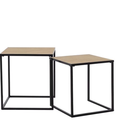 Set 2x príručný stolík VUORES - čierny / hnedý