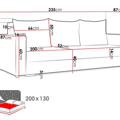 Trojmiestna rozkladacia pohovka RAMONITA - čierna / červená