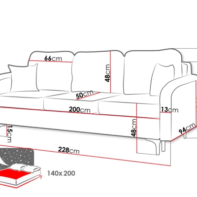 Trojmiestna rozkladacia pohovka ZAPHIRA - horčicová