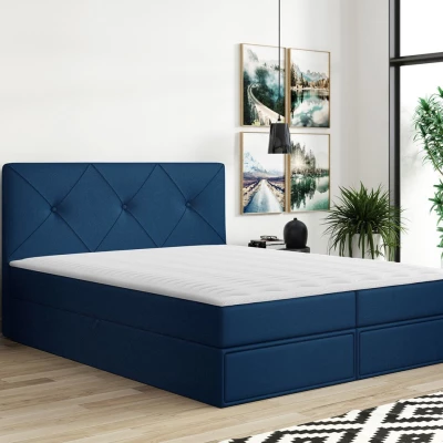 Kontinentálna manželská posteľ 180x200 LEYA - modrá + topper ZDARMA