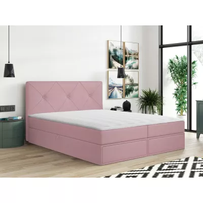 Kontinentálna manželská posteľ 180x200 LEYA - ružová + topper ZDARMA