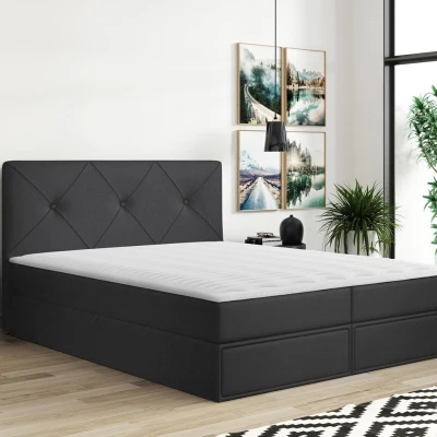 Kontinentálna manželská posteľ 160x200 LEYA - grafitová + topper ZDARMA