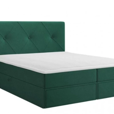 Kontinentálna manželská posteľ 140x200 LEYA - zelená + topper ZDARMA