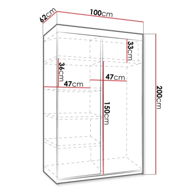 Šatníková skriňa 100 cm ELVIRA 3 - biela